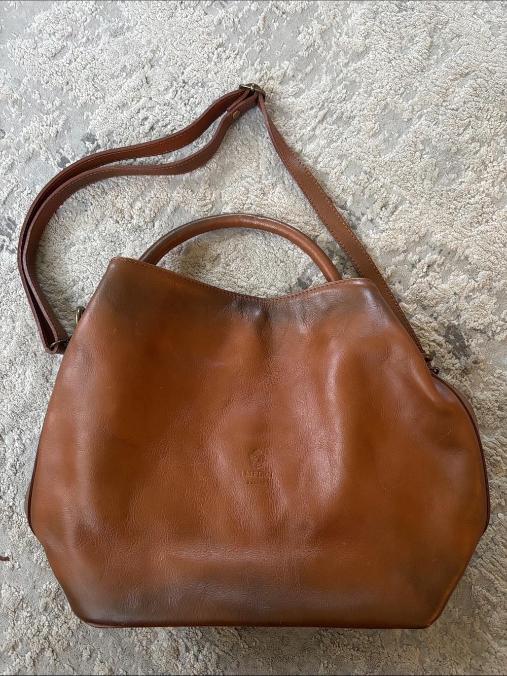 I MEDICI Timberland Chestnut Leather Shoulder Bag with Top Handle